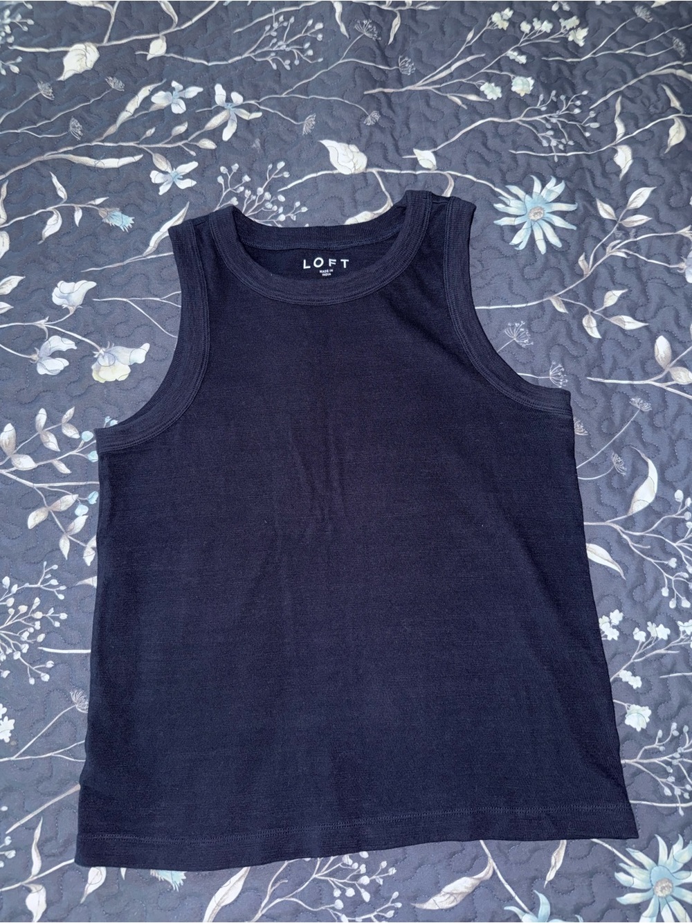 LOFT Navy Ribbed Sleeveless Tank Top